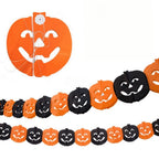 Halloween Paper Banner Spider Pumpkin Ghost Bat Paper Chain Halloween Decoration Garland Banner Paper Pull Flower Party Supplies