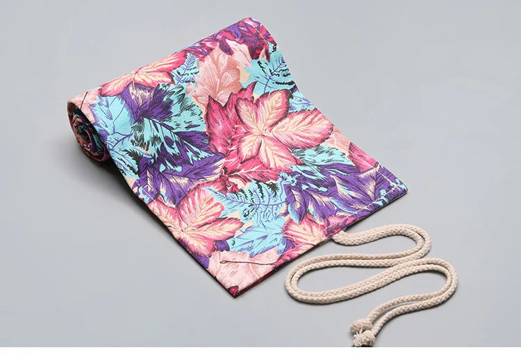 12/24/36/48/72 Hole Colorful Cloth Pencil Case Stationery Cosmetic Pencil Storage Bag Pencil roll School Supplies 050045