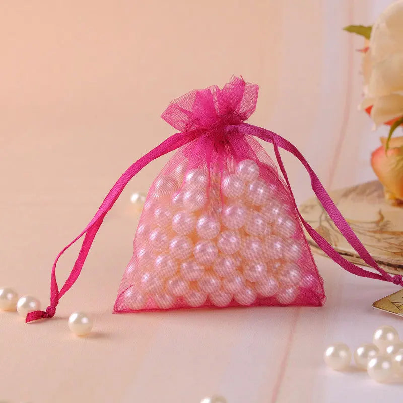 100pcs 7x9cm 10x12cm Colorful Organza Bag Packing Bag Sachet Organza Gift Bags For Jewelry Wedding Party Decor Drawstring Pouche