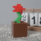 1 Piece Pixel Rose Flower Ornament, 3D Printed Unique Flower Decoration, Plastic Product, Suitable for Bedside Table, Desktop