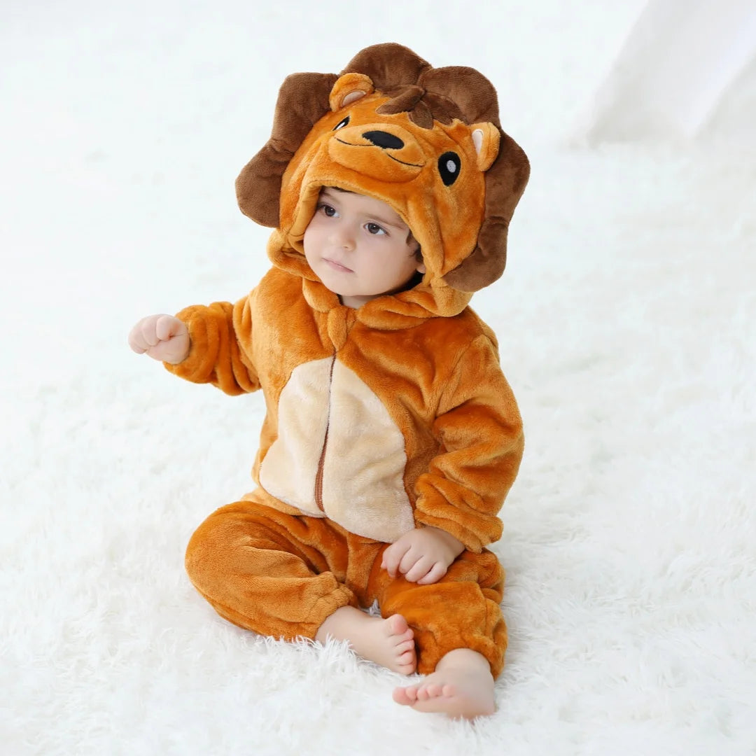 Baby Kigurumi Cute Lion Cartoon Romper Infant Kids Animal Onesies Jumpsuit Toddler Clothes Halloween Girls Boys Cosplay Costumes