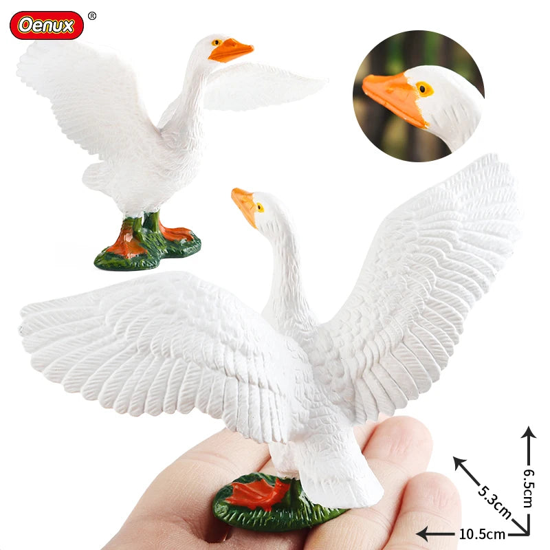 Oenux Poultry Model Simulation Goose Swan Gaggle Duck Flock Action Figures Farm Animals Figurine Miniature Education Kids Toy