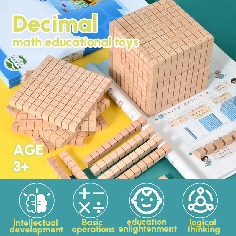 Wooden Montessori Math Toys Decimal Teaching Arithmetic Game