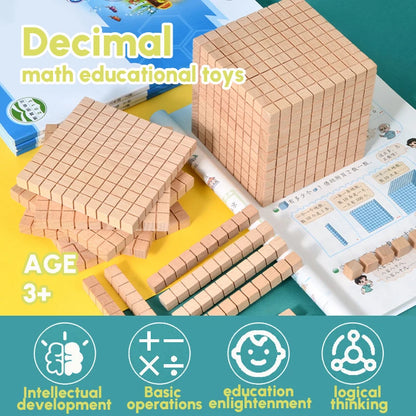 Wooden Montessori Math Toys Decimal Teaching Arithmetic Game