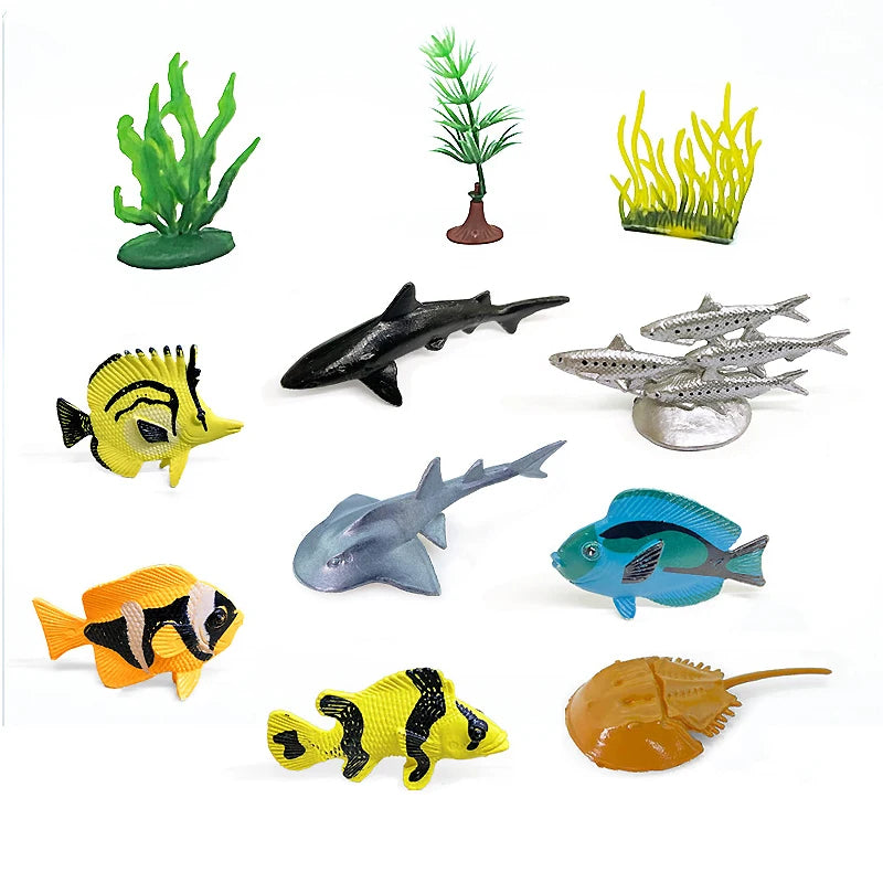 56-Piece Underwater World Model Set - Mini Marine Animals, Coral, Octopus, Nautilus, Crab, Lobster, Starfish, Ocean Model Animal