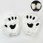 FluffyAnime Animal Fur Fox Tail Cat Paws Gloves and Ears Headwear Face Mask Cosplay Costume  Set Halloween Party Accessorie