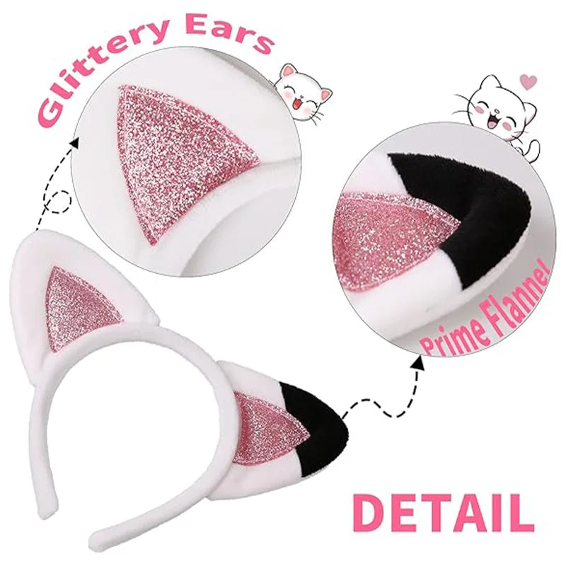 Cute Baby Girls Cat Ears Glitter Headband Kawaii Headwear For Kids Toddler Halloween Party Accessories Hairhoop Birthday Gifts