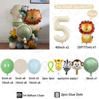 45pcs Lion Giraffe Balloon Cream White Number Birthday Balloon Set Jungle Animal Theme Birthday Party Decoration Suprise Gift