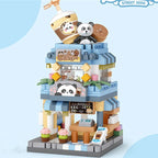 Mini ABS Self-Locking Bricks Street View Blocks Panda Coffee Ice Cream Flower Shop DIY Toy for Kids Girls Birthday Gift