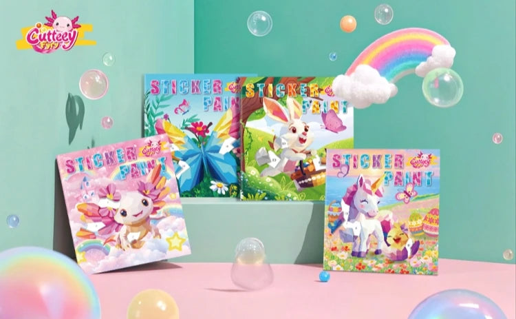 1/2PCS CutteeyFyry Sticker Book By Number Unicorn Stickers Paint Book For Kids Paint by Number Sticker Book Keep Kids Busy