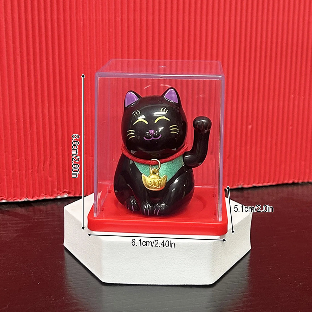 Solar Powered Maneki Neko Lucky Cat Welcoming Chinese Lucky Cat Waving Hand Beckoning Fortune Cat Figurines For Home Decor