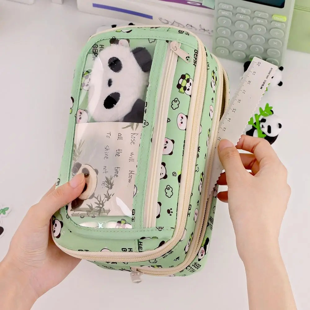Multi Functional Capybara/Panda Pen Bag Large Capacity Nine-Layer Pencil Case Dirt-proof Stationery Bag School Office