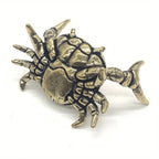 Pure Brass Crab Figurines Animal Statue Miniatures Copper Ornaments Home Office Desk Decoration Crafts Home Decor Nordic 1pcs