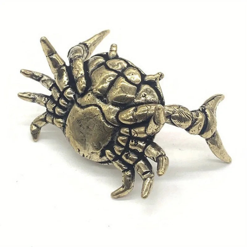 Pure Brass Crab Figurines Animal Statue Miniatures Copper Ornaments Home Office Desk Decoration Crafts Home Decor Nordic 1pcs