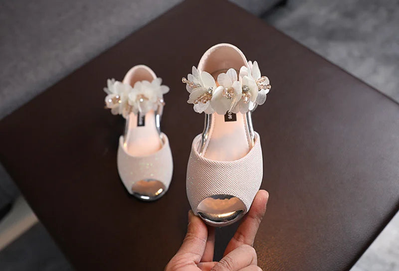 Girls Rhinestone Flower Shoes Princess Dress Pumps for Kids