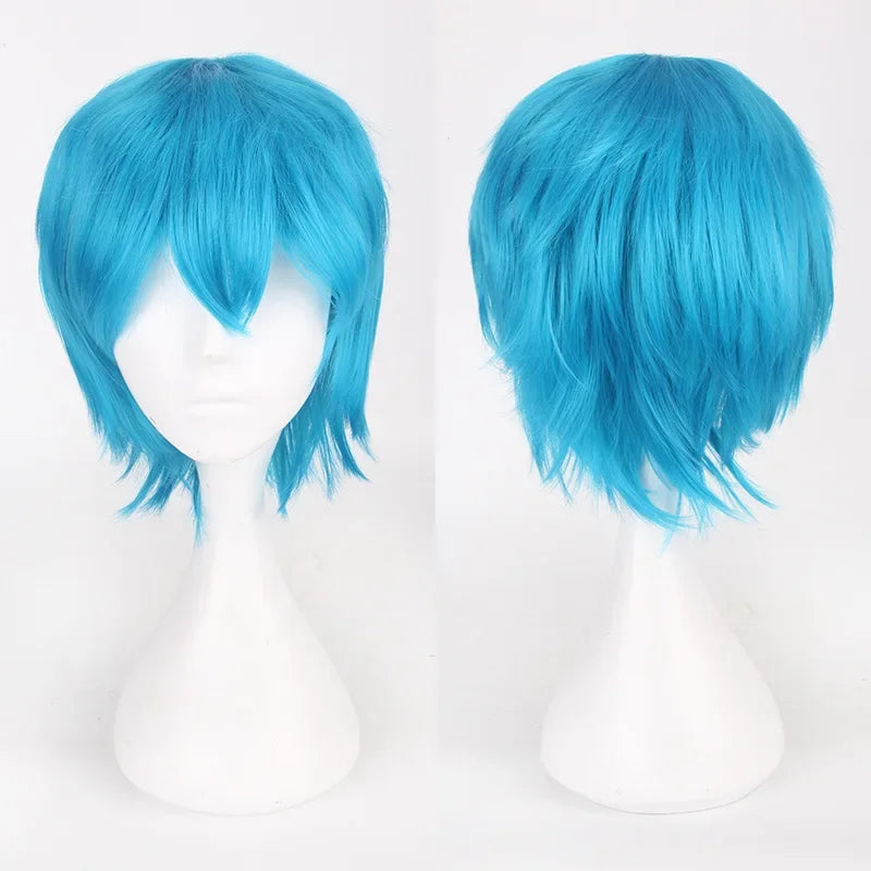 Men Women Synthetic Anime Cosplay Wigs Short Straight Hair Heat Resistance Multicolour Red White Pink Gray Brown