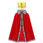 Adult Kids Cape King Prince Cosplay Costume Crown Shawl Parent-child Activity Party Performance Costume Halloween Cloak