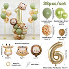 38pcs Wild Animal Balloon Tower with Gold 1-9 Number Balloon for Jungle Safari Birthday Party Decoration Forest Party Supply