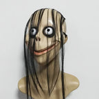 Halloween Horror with Long Hair Cosplay Female Ghost Mask Roleplay MO Masks Funny Mask V-shaped Mouth Mask Party Tricky Toys
