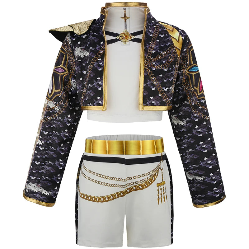 Anime-Inspired Halloween Cosplay Costume Set for Girls – K-Pop Stage Performance Outfit with Accessories