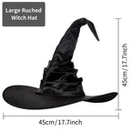 Halloween Folds Witch Wizard Black Hat Party Cosplay Costume Headgear Devil Cap Props Women Costume Accessory for Cosplay Party