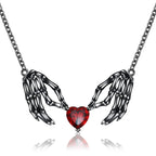 Gothic Punk Bat Wings and Heart-Shaped Resin Pendant Necklace - Dark Fantasy Style Alloy Chain, Halloween Gift for Women, Casual Fashion Accessories