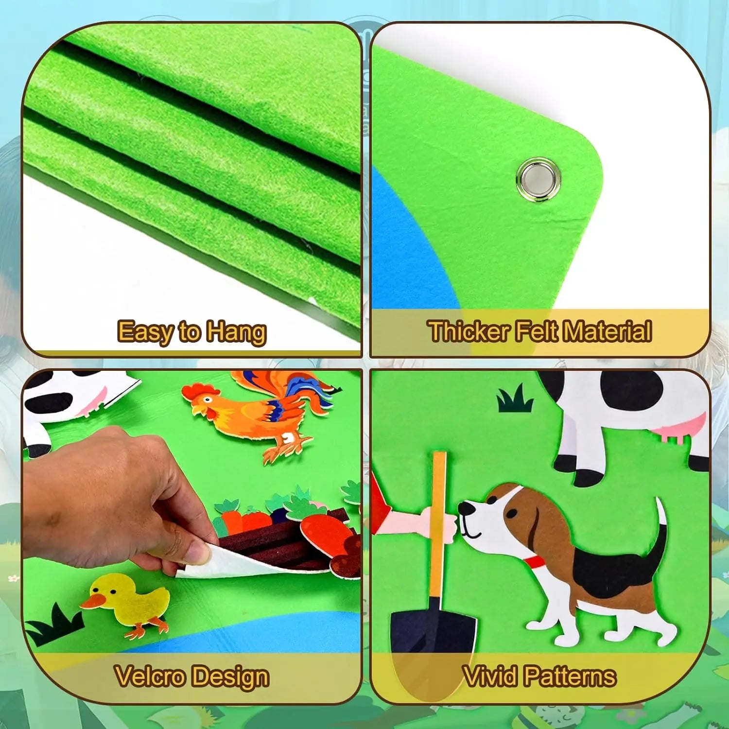 Farm Animals Felt Story Busy Board 4-in-1 Learning Activity Set