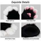 Furry Faux Fur Fox Cat Paws Gloves Animal Fursuit Mittens Halloween Christmas Cosplay Costume Props