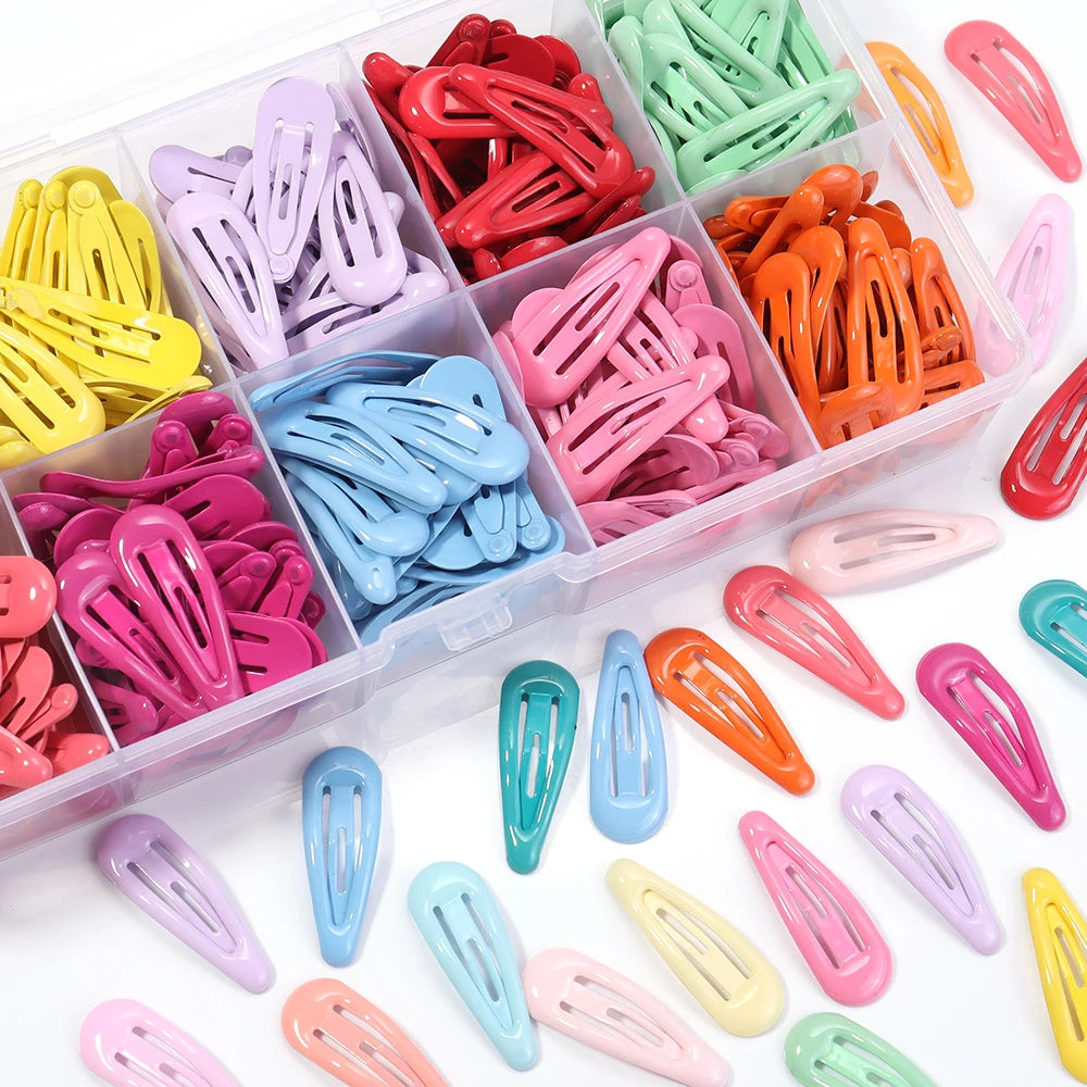 30pcs 3cm Colorful BB Hair Clips Girls Water Drop Shape Hairpin Cute Princess Barrette Simple Snap Clip Kids Hair Accessories