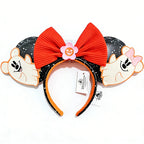 Disney Princess Headband Mickey Ear Rapunzel Sequin Bow Hair Hoop Birthday Gift Girl Accessories Halloween Gift Christmas Jack