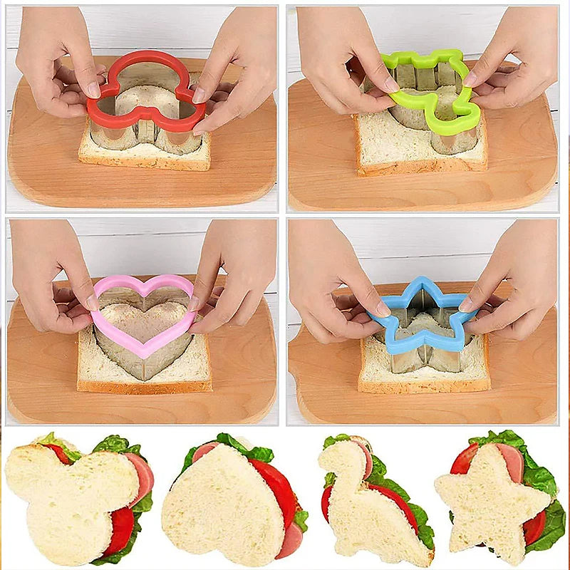 Sandwich Cutters Set for Children Food Cookies Bread Mold Maker Fruit and Vegetable Shapes Cutting Mould Baking Tools for Kids