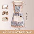 1/2/5pcs Lovely Canvas Apron Female Household Kitchen Cooking Antifouling Breathable Wear Cleaning Suitable