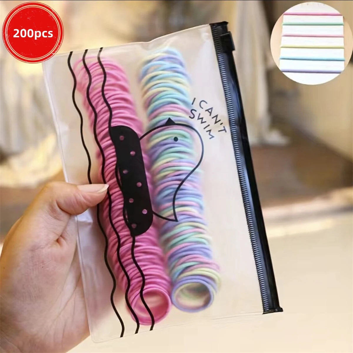 50/100/200/300pcs Cute Hair Ties For Kids & Girls - Colorful Elastic Polyester Hair Ties, Ideal choice for Gifts