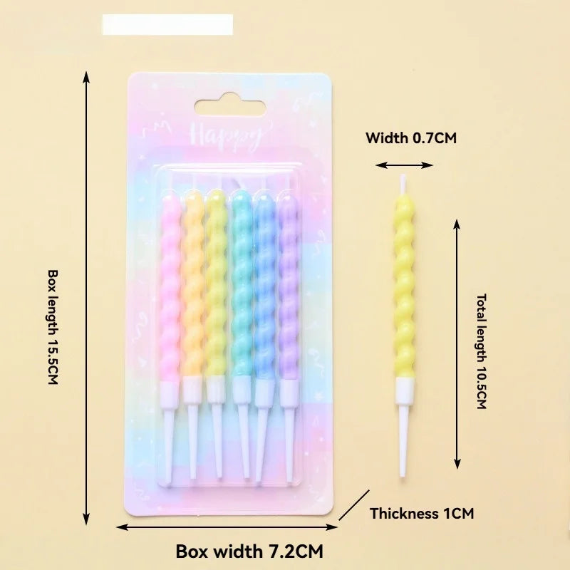 6/12/48pcs/1case Birthday Candles Spiral Cake Candles  Long Thin Cake Candles For Wedding Party And Cake Decoration