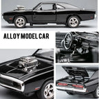 1:32 Simulation 1970 Dodge Charger Alloy Sports Car Model Sound Light Pull Back Luxury Car Children's Toy Gift Ornaments