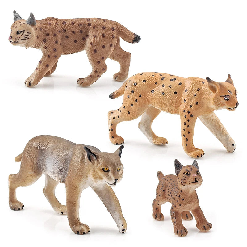 Realistic Simulated Forest Animal Lynx Model Solid Simulation Bobcat Wild Fox Model Action Figures Toys For Christmas Gifts