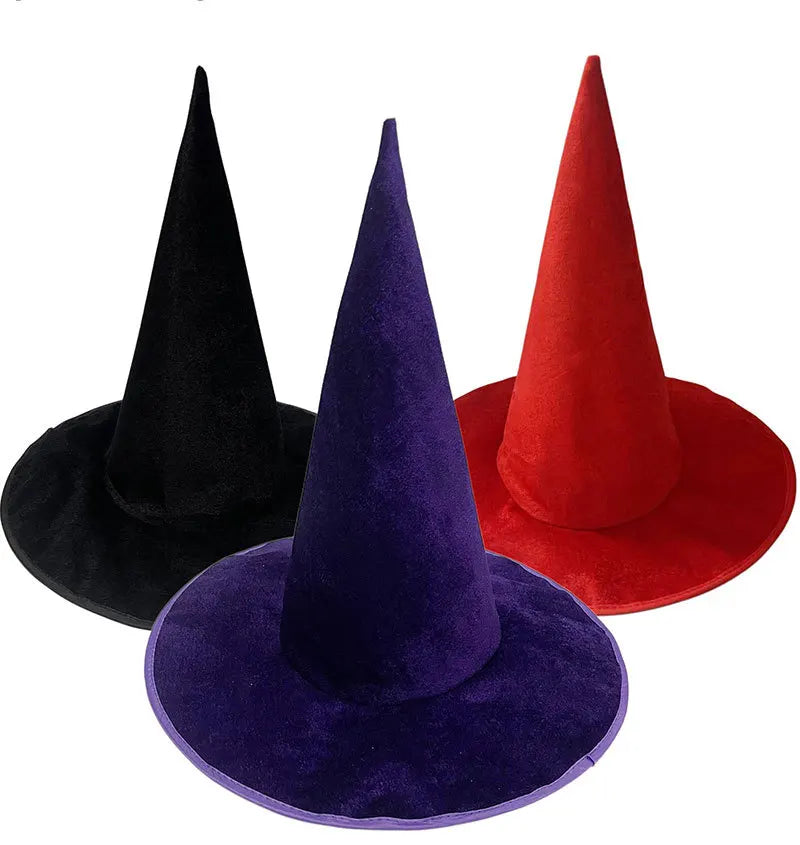 Halloween Witch Hat Flannel Wizard Costume Hat for Parties