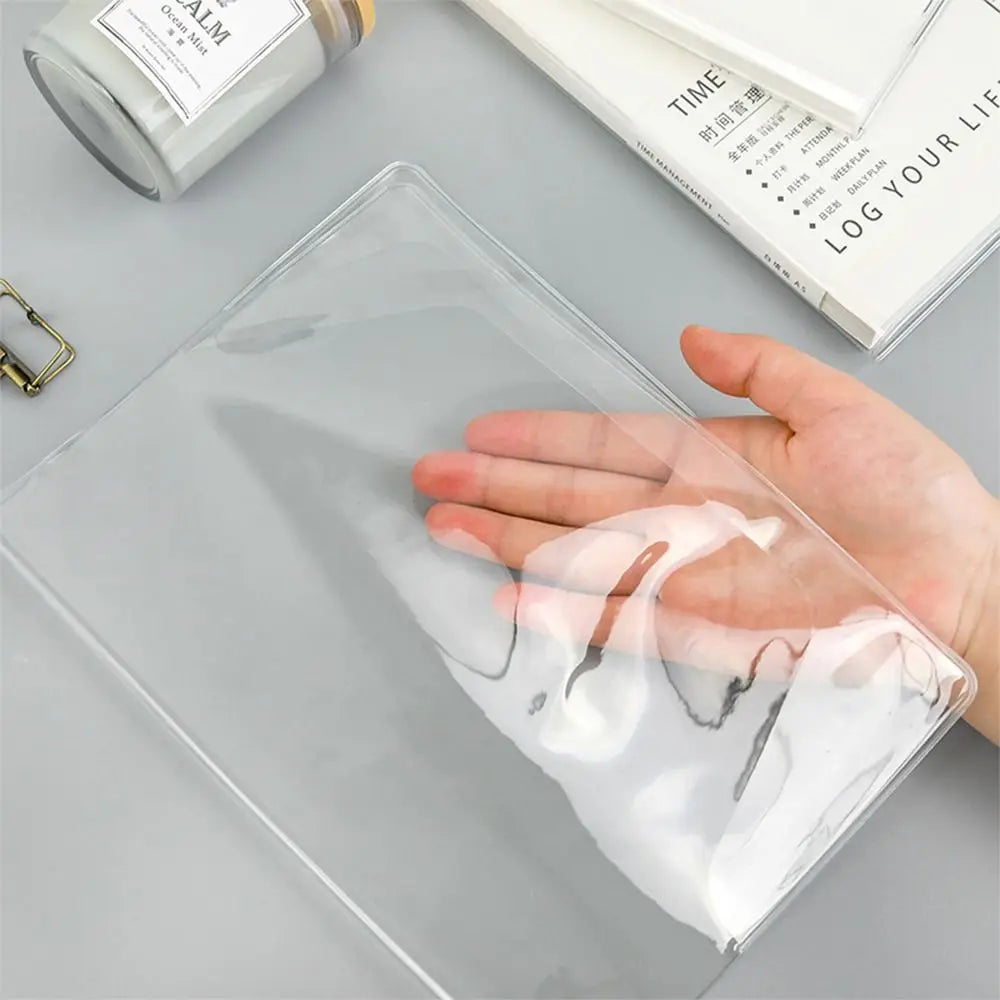 PVC Durable A5/A6 Notebook Protective Sleeve PVC Waterproof Book Cover Transparent Binder Protective Cover Diary