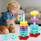 Montessori Baby Tower Game; Spinning and Stacking Rainbow Puzzle; Motor Skill Development; Kids Gift