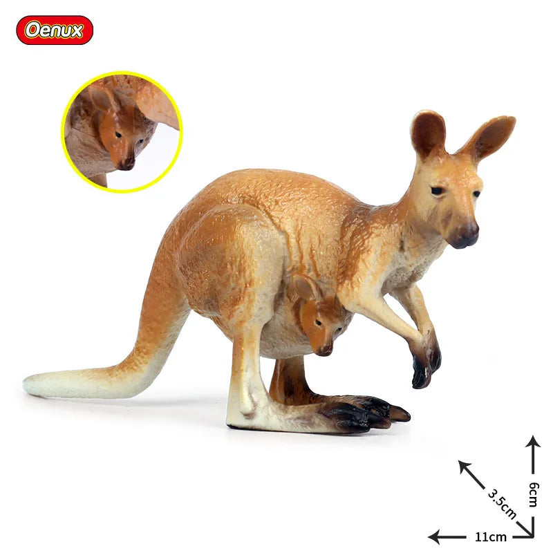 Oenux Classic Australian Wild Animals Kangaroos Koala Platypus Tasmanian Devil Echidna Cassowary Model Figurine Toy Kid Gift