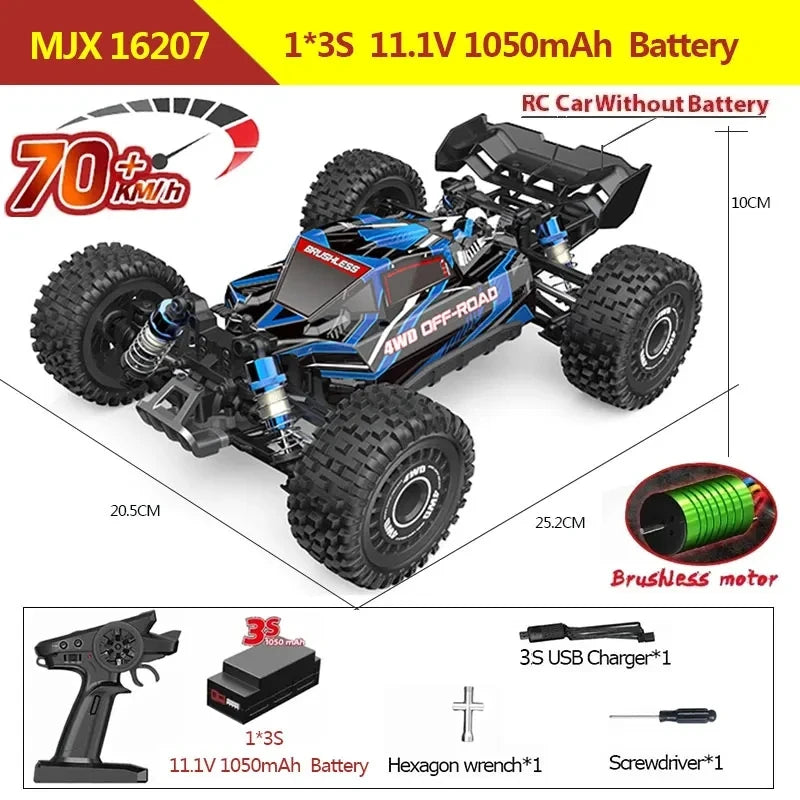Hyper Go MJX 1/16 4WD RC Car – 70KM/H Brushless Off-Road Racing Toy