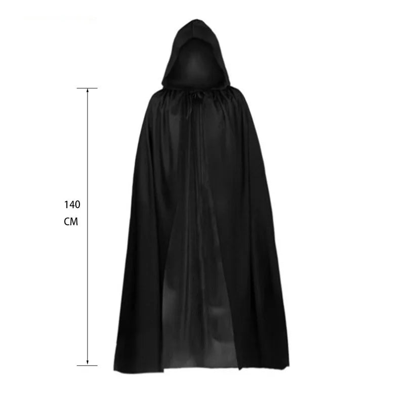 Terror Stitch Halloween Party Cosplay Children Adult Death Black Cloak, Halloween Death Skull Skeleton Ball Costume Prop Set