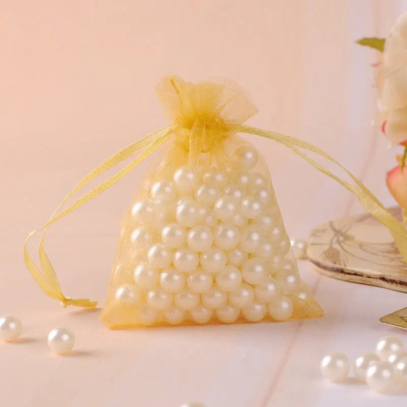 100pcs 7x9cm 10x12cm Colorful Organza Bag Packing Bag Sachet Organza Gift Bags For Jewelry Wedding Party Decor Drawstring Pouche