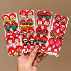 10Pcs/Set Kids Girls Christmas Hair Ties Cute Santa Claus & Reindeer Design Festive Hair Accessories Holiday Parties Decorations