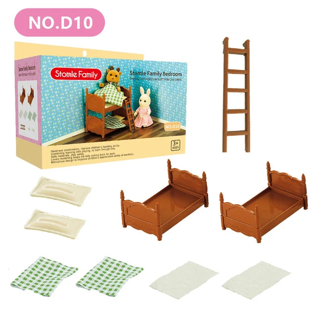 Forest Animal 1/12 Dollhouse Furniture Bedroom Kitchen Bathroom Set Miniature Simulation Dolls Accessories DIY Toys Girls