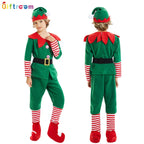2025 New Christmas Children's and Adult Christmas Elf Costumes, Santa Claus Green Elf Costumes, Cosplay Halloween Costume Set