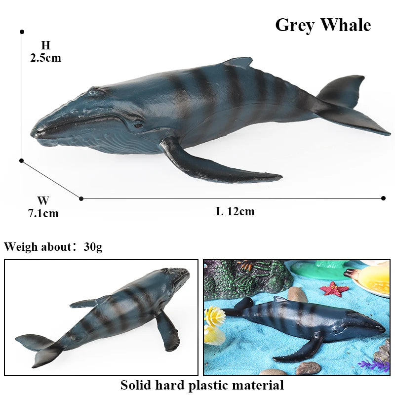 Oenux Ocean Life Animals Whale Dolphin Basking Shark Narwhal Tropical Fish Model Action Figures PVC Education Toy Kids Gift