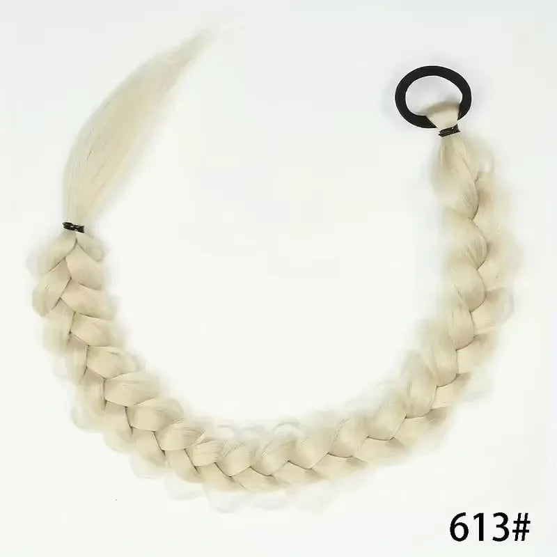 24 Inch Synthetic Long Braided Ponytail Hair Extensions for Women With Elastic Band  Hair Accessories