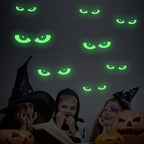 8 Pairs Glow in The Dark Halloween Eyes Window Clings Removable Luminous Fluorescent Window Sticker Halloween Wall Decal