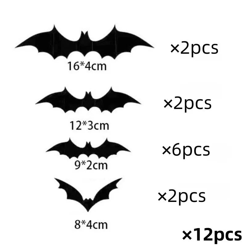 3D Bat Decor Halloween Purple Light/No Light Wall Sticker Bat Night Light for Halloween Party Scare Decoration Festive Supplies